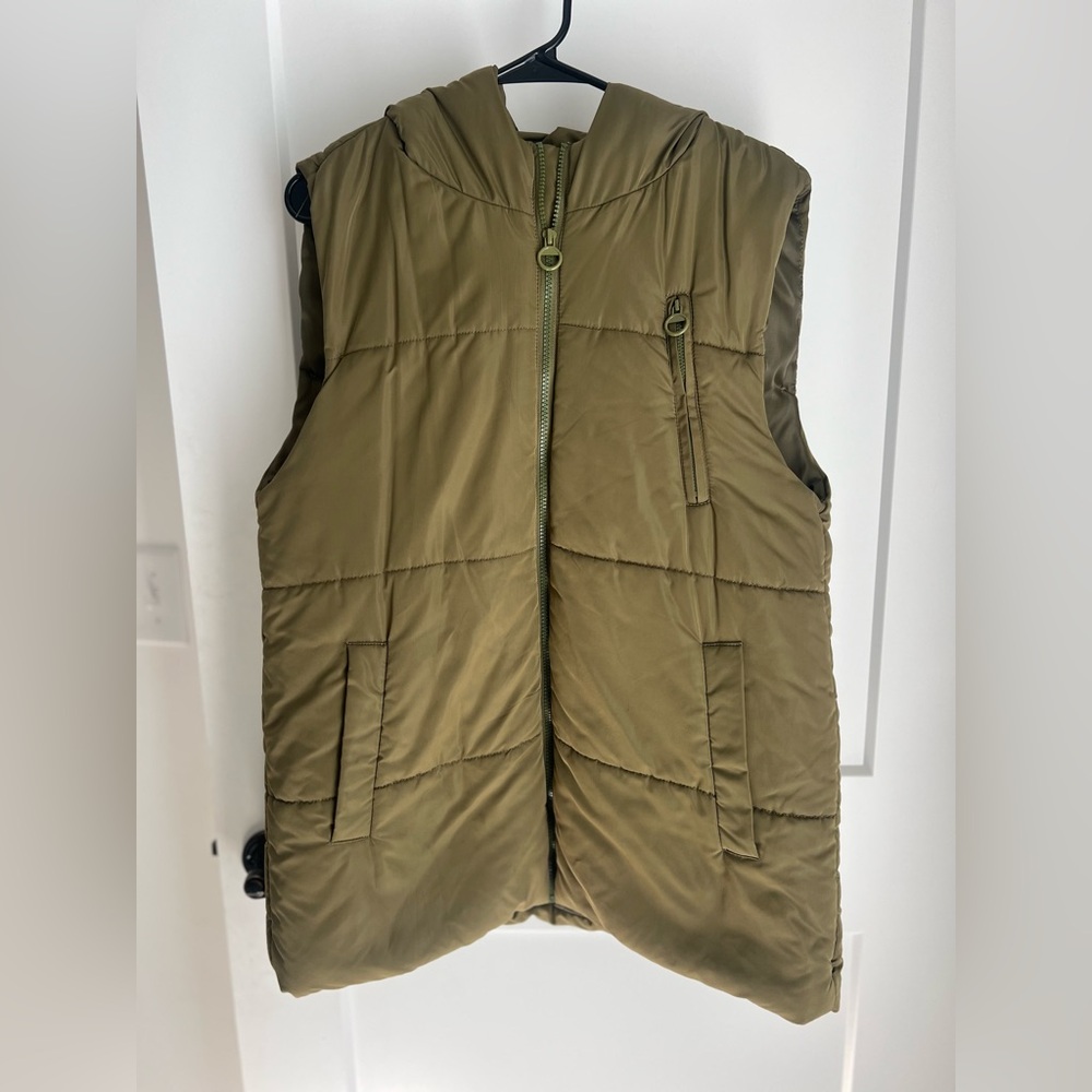 Olive Green Hooded Puffer Vest